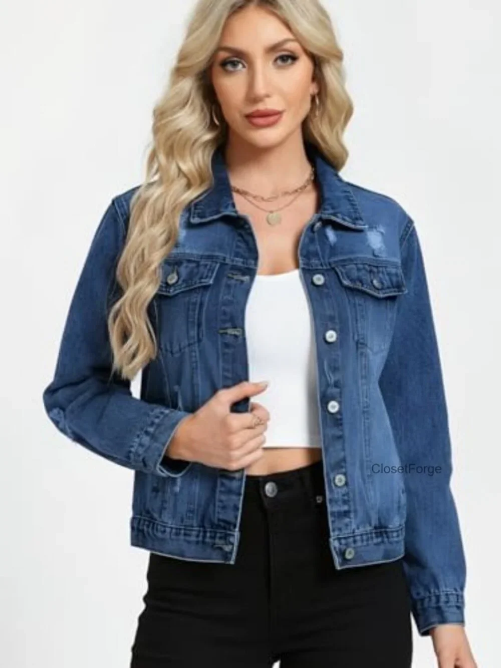 Distressed High Quality Denim Boyfriend Shacket Loose Fit Fall Jacket